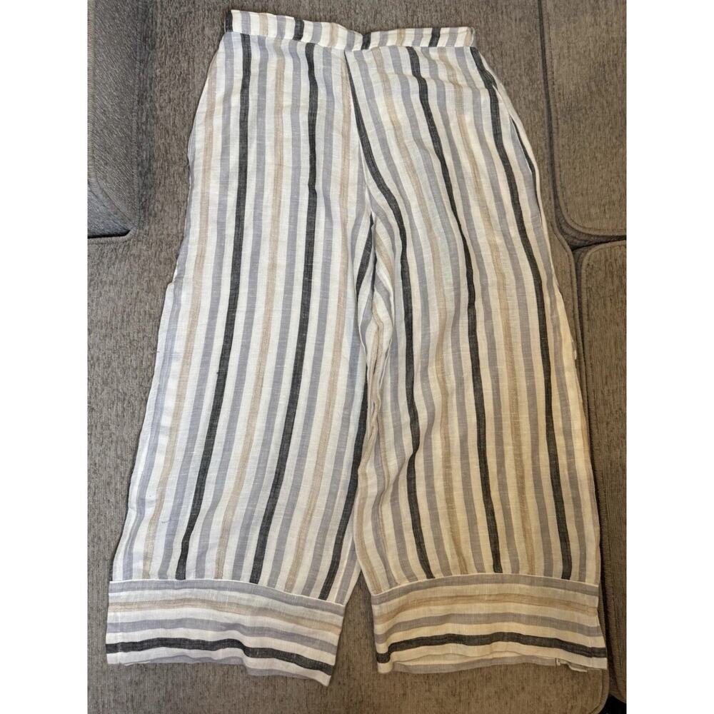 Urban Outfitters Stripe White Black Cotton Linen Pants NWT Womens M Wide Leg
